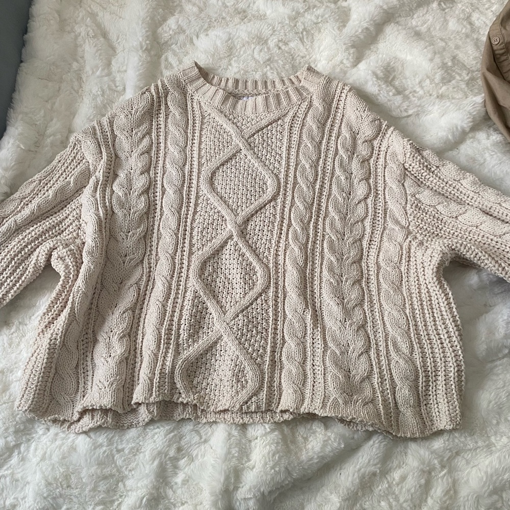 PacSun Violet Cable Knit Boxy Sweater
